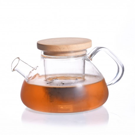 Rom Teapot 450 ml with Glass Infuser, Wood Lid