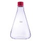 Bottle Conical 1000ml, Screw Cap. GL 25, Red