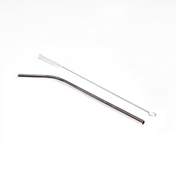 Bent Stainless Steel Straw Set, Straw and Brush