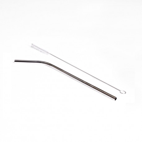Bent Stainless Steel Straw Set, Straw and Brush